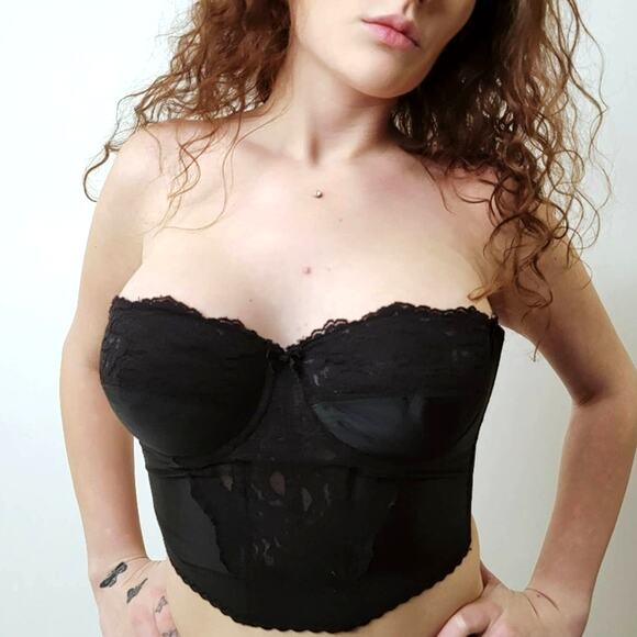 vassarette Other - Vintage 90s Vassarette Black Lace Bustier Corset - 36B